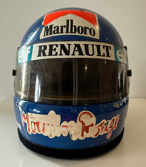 1984 PATRICK TAMBAY Original Renault Formula One Helmet race-used