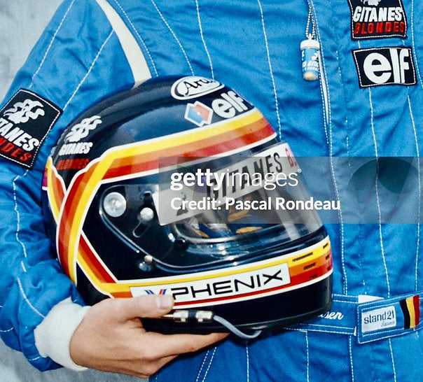 1991 THIERRY BOUTSEN Original Race-Worn Helmet with Integrated Radio System Ligier JS35