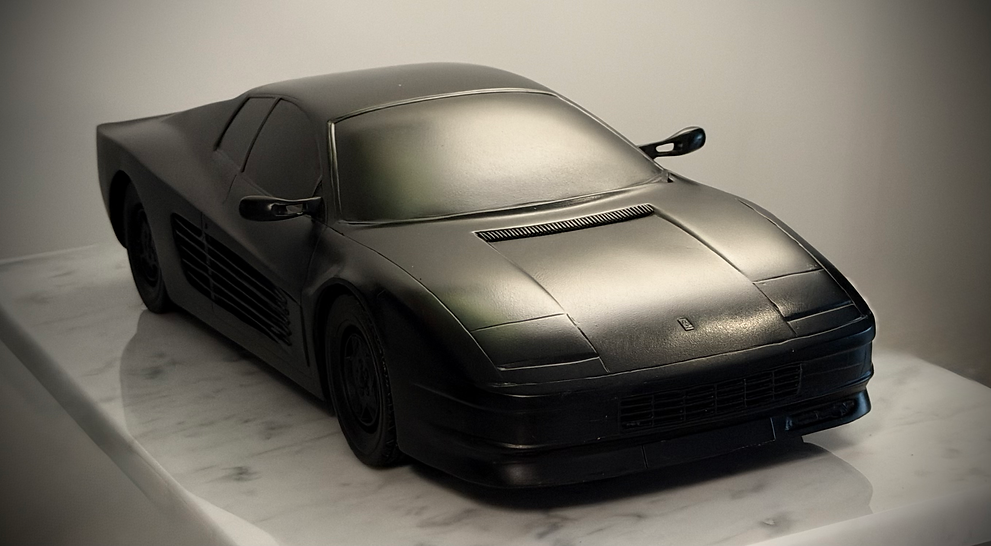 Michel Sauze Sculpture "Testarossa"  black painted bronze on marble base   nr 17/250 ex