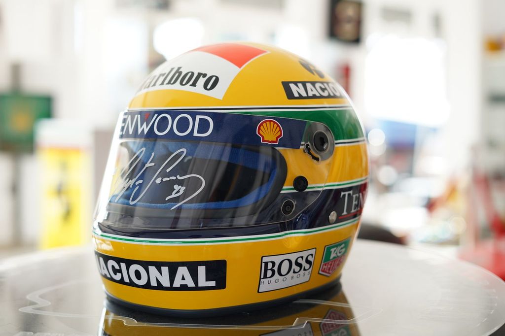 AYRTON SENNA — GENUINE 1993 HELMET VISOR, HAND-SIGNED AND DATED