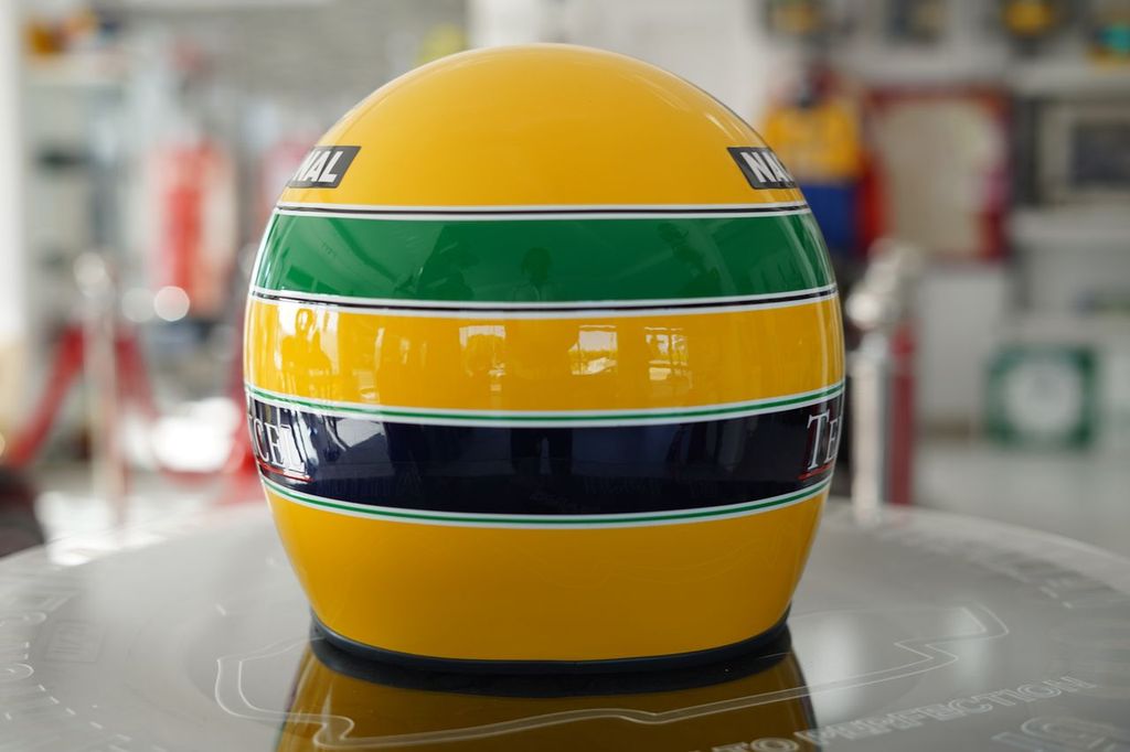 AYRTON SENNA — GENUINE 1993 HELMET VISOR, HAND-SIGNED AND DATED